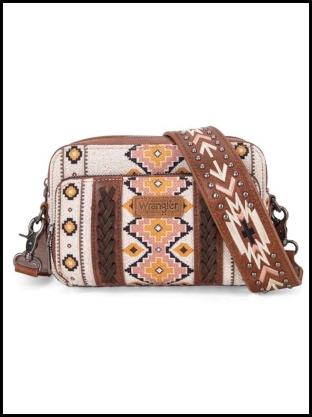 Wrangler Aztec Crossbody Bag Multi Pocket Crossover Purse